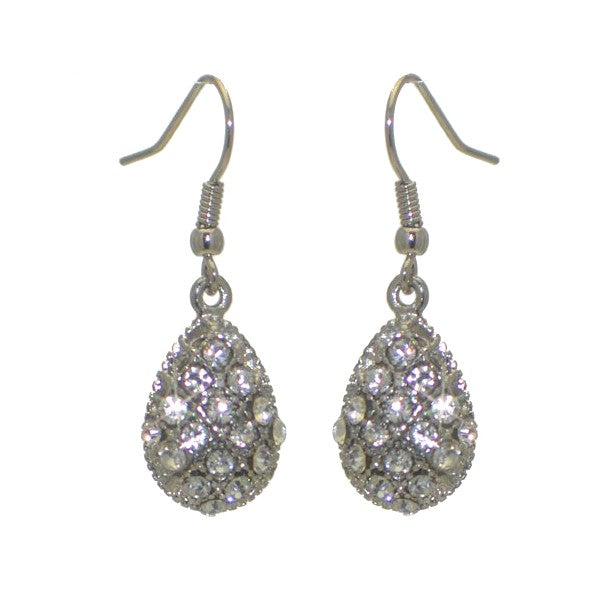 TAMMIE Silver Clear Crystal Hook Earrings
