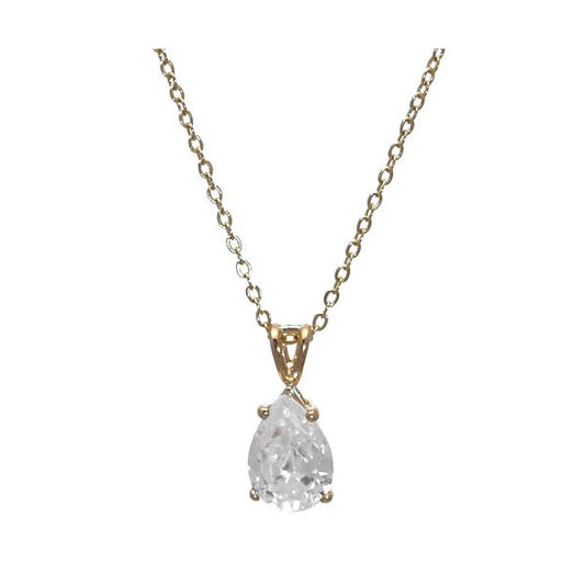 Teardrop Gold Plated Crystal Necklace
