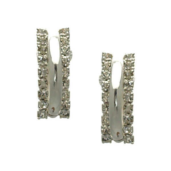 Teri Silver Plated Crystal Clip On Earrings