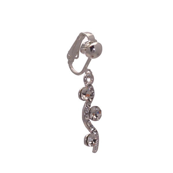 TERRI-ANN Silver tone Crystal Clip On Earrings