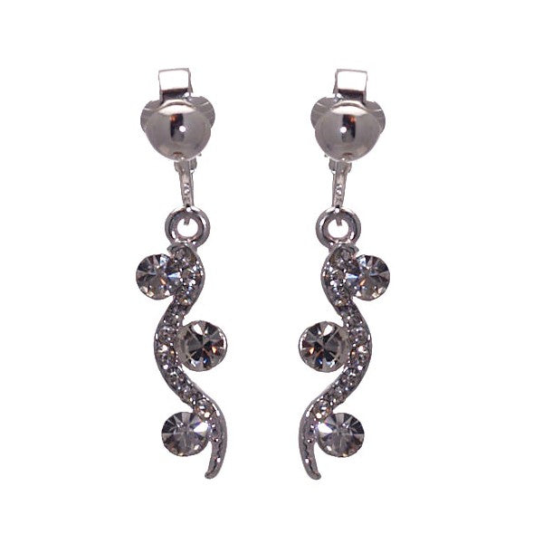 TERRI-ANN Silver tone Crystal Clip On Earrings