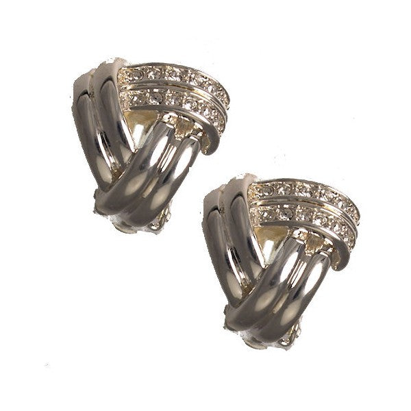 Tilda Silver tone Crystal Clip On earrings