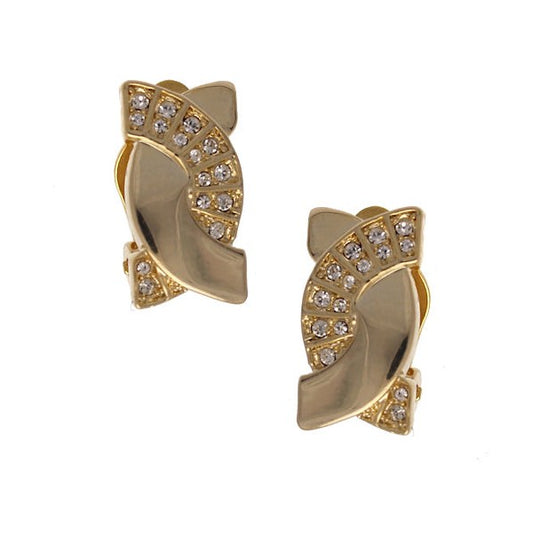 Tipi Gold tone Crystal Clip Earrings