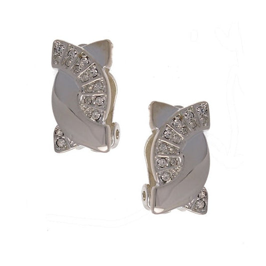 Tipi Silver tone Crystal Clip Earrings