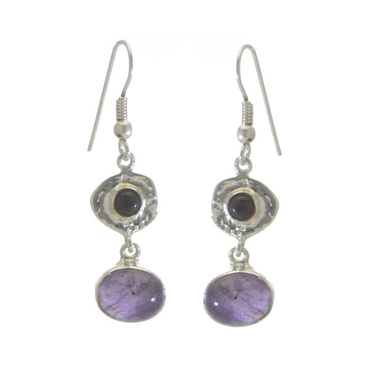 TRAVIATA Silver Plated Amethyst Hook Earrings By VIZ