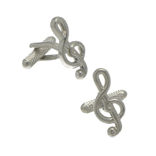 TREBLE CLEF Silver Plated Treble Clef Cufflinks