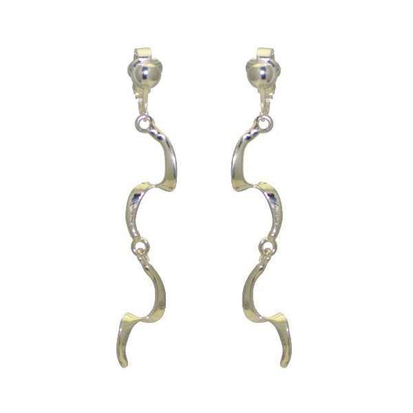 TWISTED LINK Silver Plated Clip On Earrings by VIZ