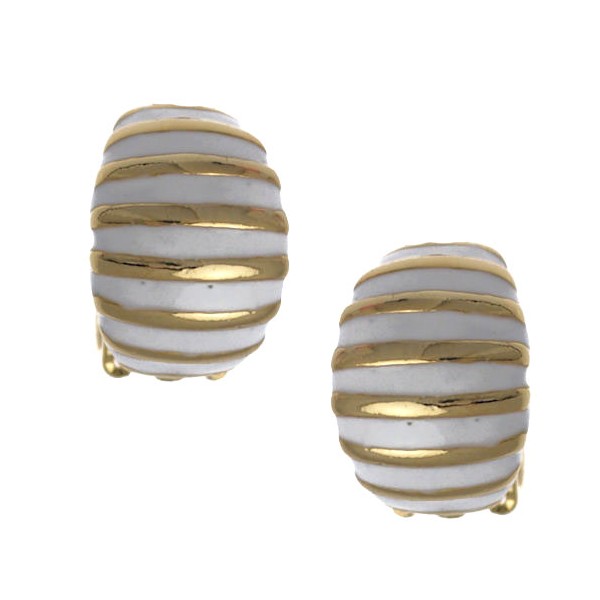 Uliva Gold tone White Clip On Earrings