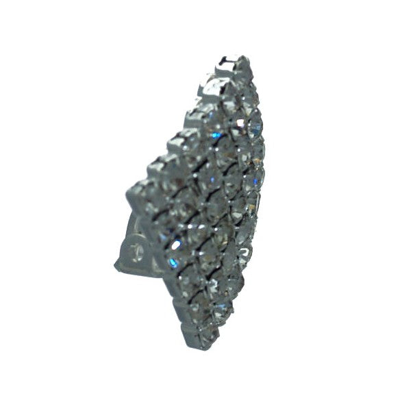 ULRIKE Silver tone Crystal Diamond Shape Clip On Earrings