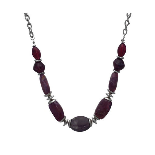 Ultimo Silver tone Purple Bead Necklace