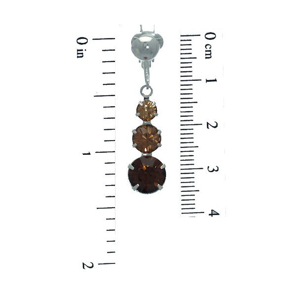 UNA 3 Tone Topaz Crystal Silver Plated Clip On Earrings