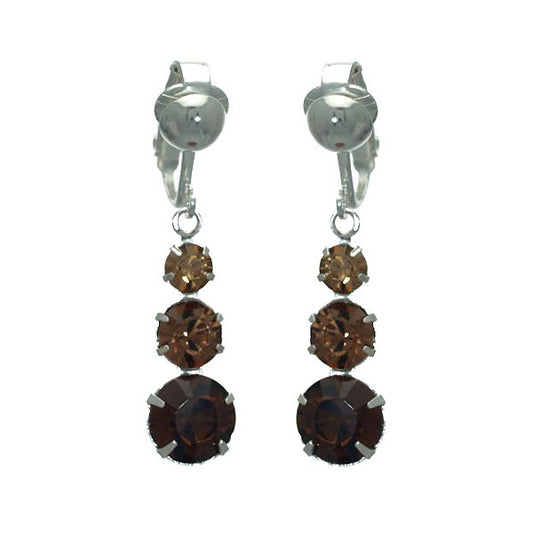 UNA 3 Tone Topaz Crystal Silver Plated Clip On Earrings