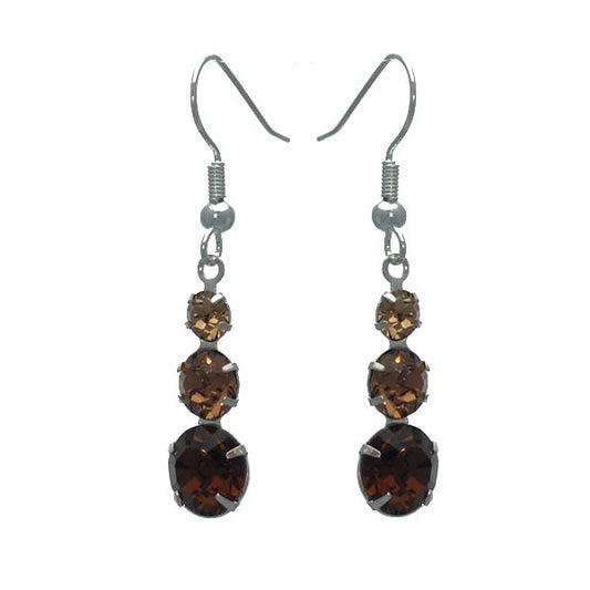 UNA 3 Tone Topaz Crystal Silver Plated Hook Earrings