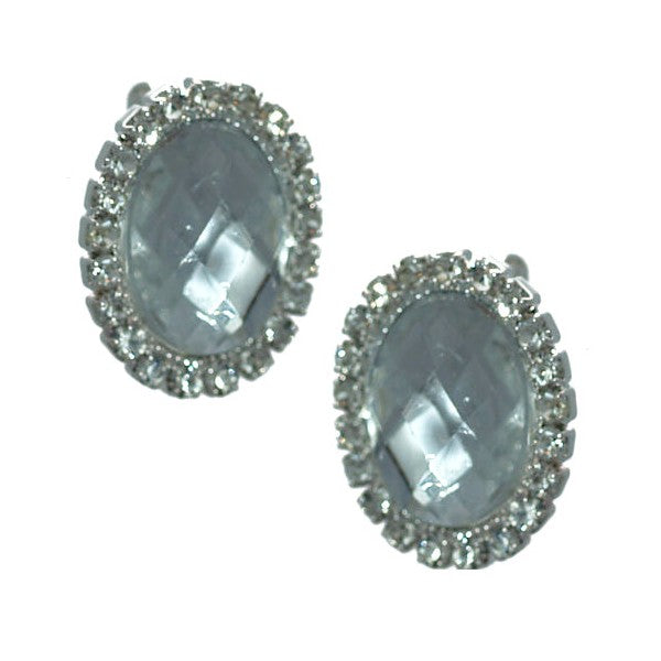 Urbana Silver tone Clear Crystal Clip On Earrings