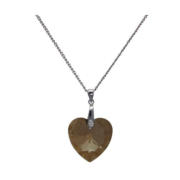VALENTINE Bronze Shade Crystal Heart Necklace