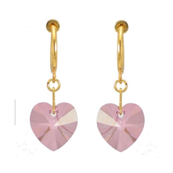 VALENTINE CERCEAU Gold Plated Antique Pink Crystal Clip On Earrings