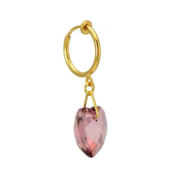 VALENTINE CERCEAU Gold Plated Antique Pink Crystal Clip On Earrings