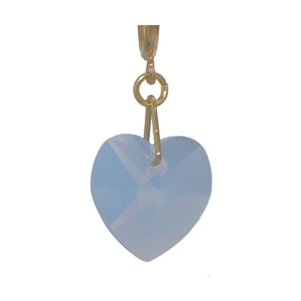 VALENTINE CERCEAU Gold Plated Blue Opal Crystal Heart Clip On Earrings