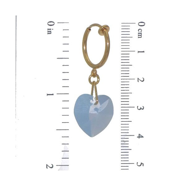 VALENTINE CERCEAU Gold Plated Blue Opal Crystal Heart Clip On Earrings