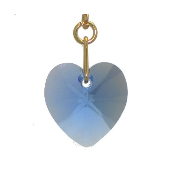 VALENTINE CERCEAU Gold Plated Sapphire blue Crystal Heart Clip On Earrings