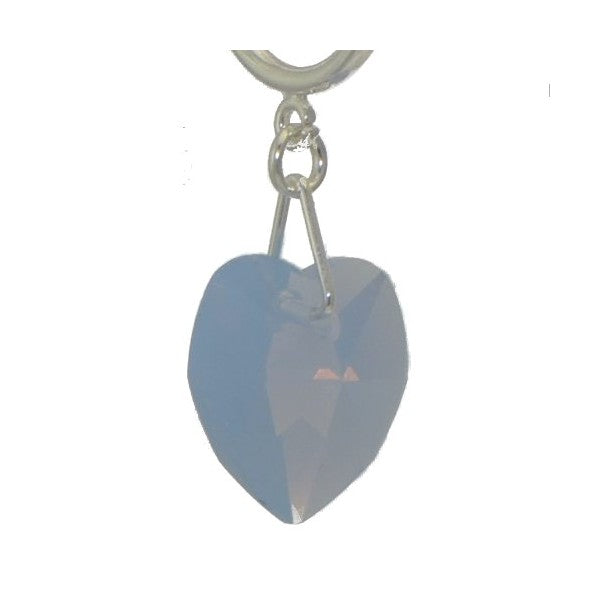 VALENTINE CERCEAU Silver Plated Blue Opal Crystal Heart Clip On Earrings