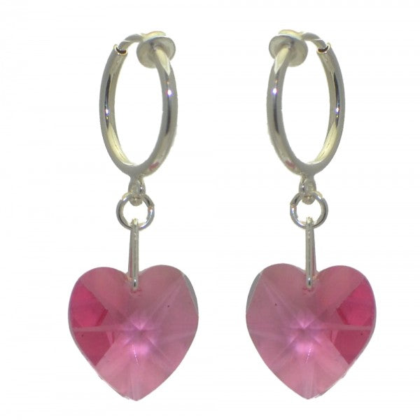 VALENTINE CERCEAU Silver Plated Rose Crystal Heart Clip On Earrings