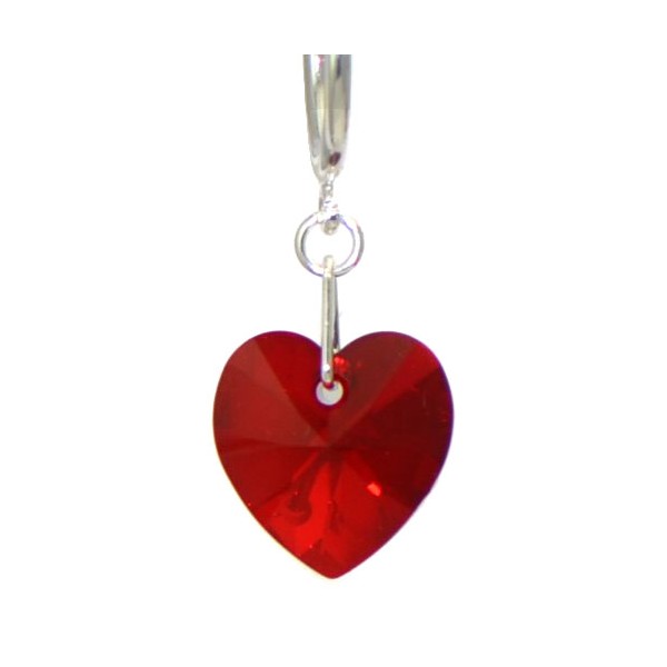 VALENTINE CERCEAU Silver Plated Ruby AB Heart Crystal Clip On Earrings