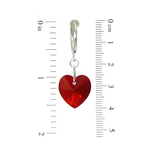 VALENTINE CERCEAU Silver Plated Ruby AB Heart Crystal Clip On Earrings