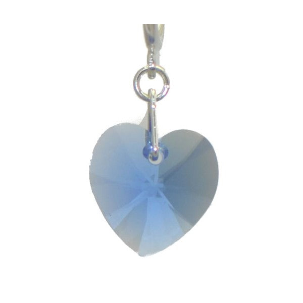 VALENTINE CERCEAU Silver Plated Sapphire blue Crystal Heart Clip On Earrings
