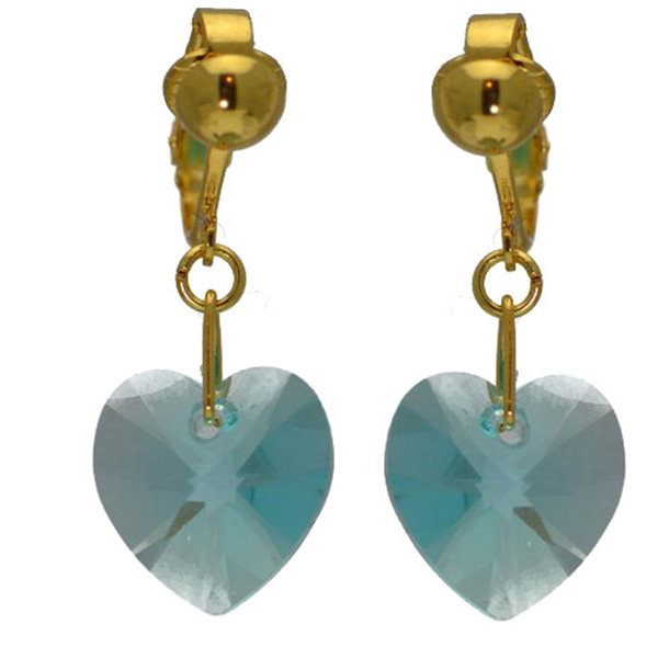 VALENTINE G-Plated Light Turquoise Heart Clip On Earrings