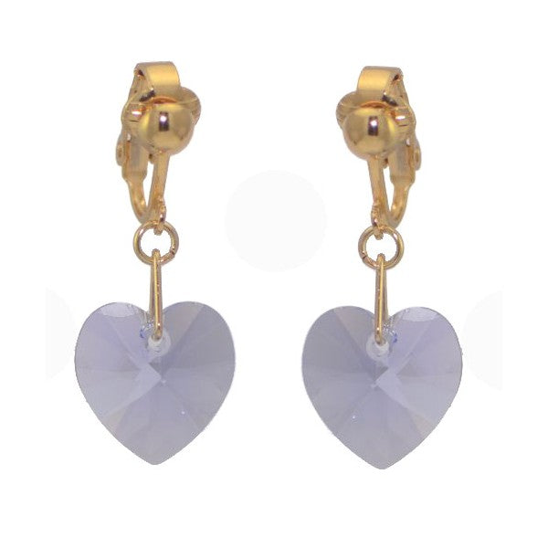 VALENTINE G-Plated Provence Lavender Heart Clip Earrings