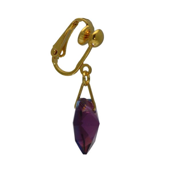 VALENTINE Gold Plated Amethyst AB Crystal Heart Clip On Earrings