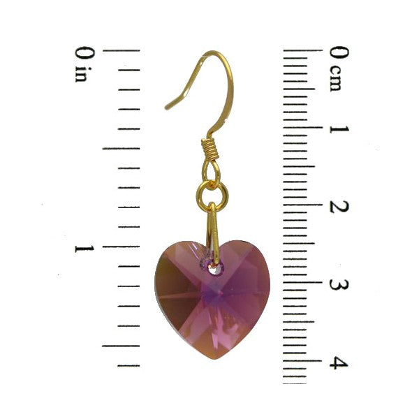 VALENTINE Gold Plated Amethyst AB Crystal Heart Hook Earrings