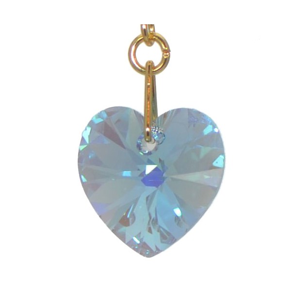 VALENTINE Gold Plated Aquamarine AB Heart Crystal Hook Earrings