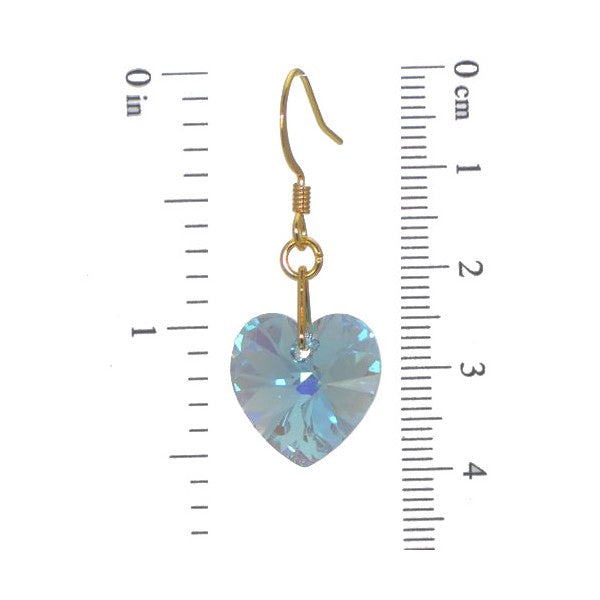 VALENTINE Gold Plated Aquamarine AB Heart Crystal Hook Earrings