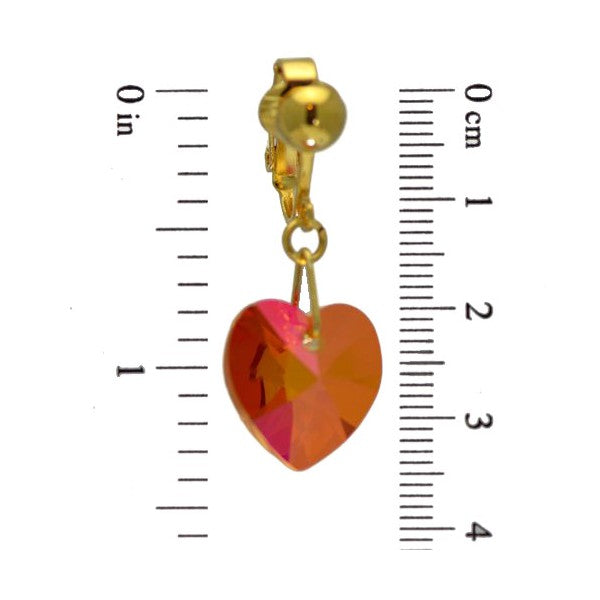 VALENTINE Gold Plated Astral Pink Crystal Heart Clip On Earrings