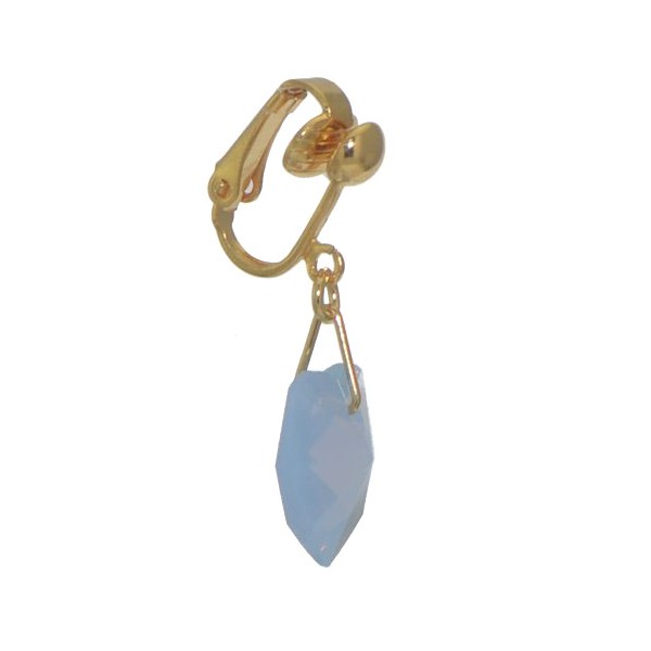 VALENTINE Gold Plated Blue Opal Crystal Heart Clip On Earrings
