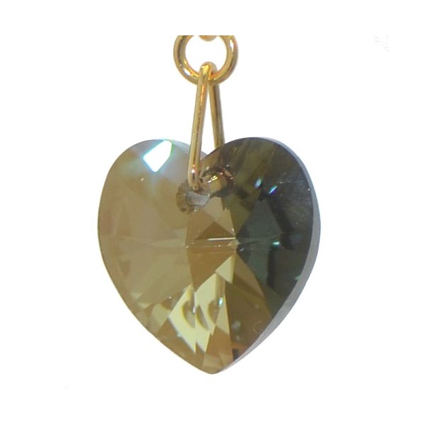 VALENTINE Gold Plated Bronze Shade Crystal Heart Hook Earrings