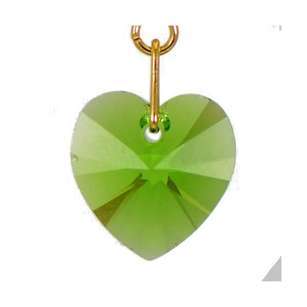 VALENTINE Gold Plated Fern Green Crystal Heart Clip On Earrings