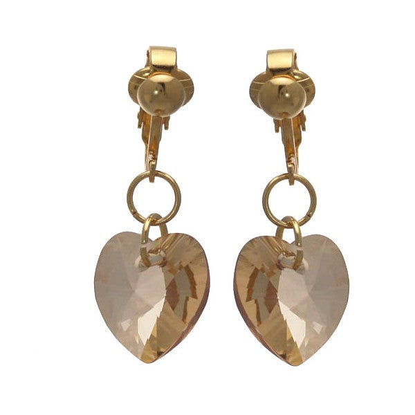 Valentine Gold Plated Gold Shadow Heart Clip On Earrings