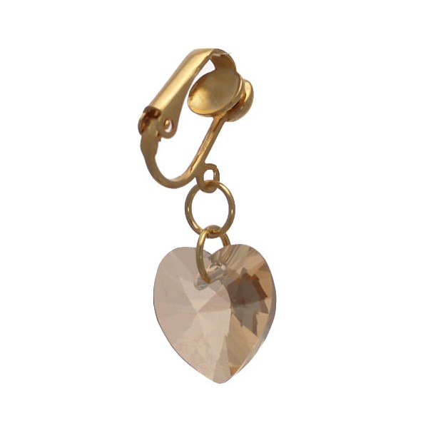 Valentine Gold Plated Gold Shadow Heart Clip On Earrings