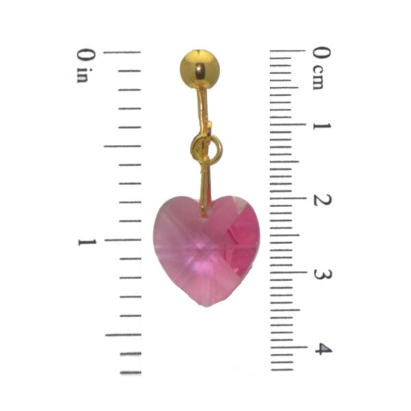 VALENTINE Gold Plated Rose Crystal Heart Clip On Earrings