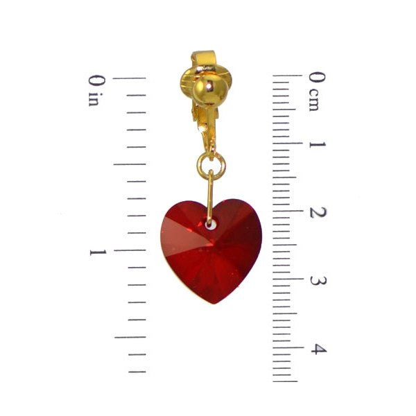 VALENTINE Gold Plated Ruby AB Heart Clip On Earrings