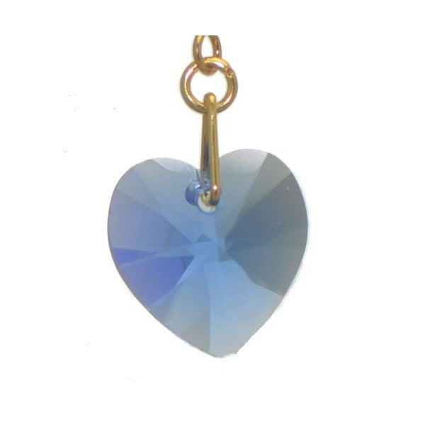 VALENTINE Gold Plated Sapphire blue Crystal Heart Hook Earrings