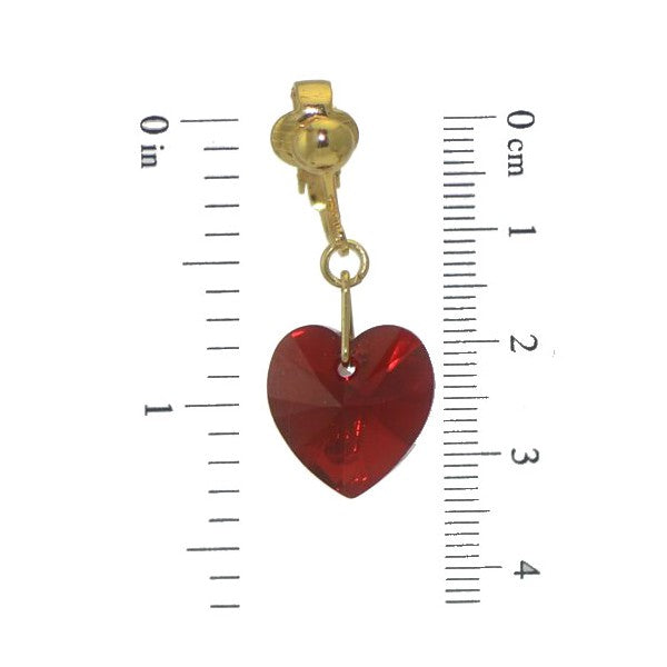 VALENTINE Gold Plated Siam AB Heart Clip On Earrings