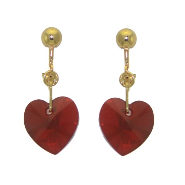 VALENTINE Gold Plated Siam AB Heart Clip On Earrings