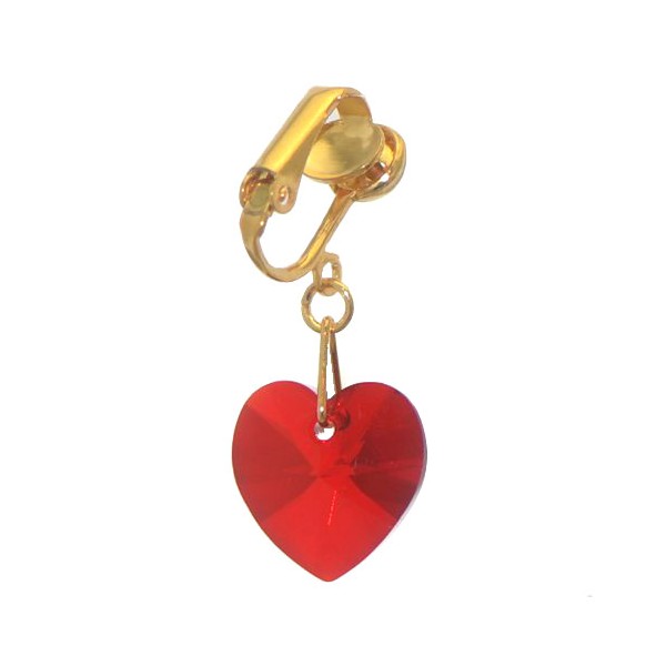 VALENTINE Gold Plated Siam Heart Clip On Earrings