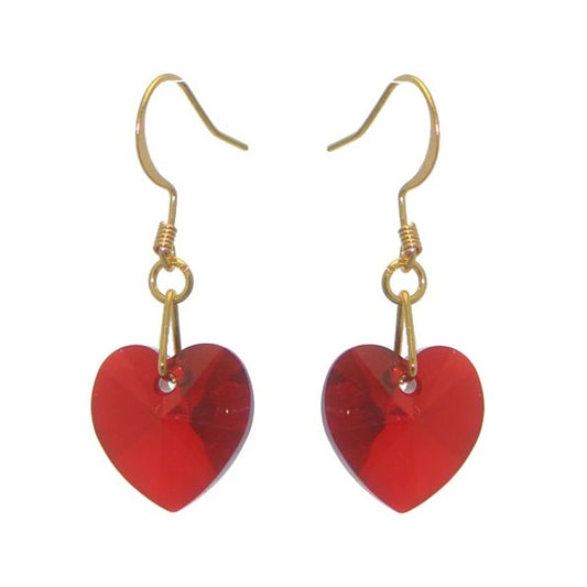 VALENTINE Gold Plated Siam Heart Hook Earrings