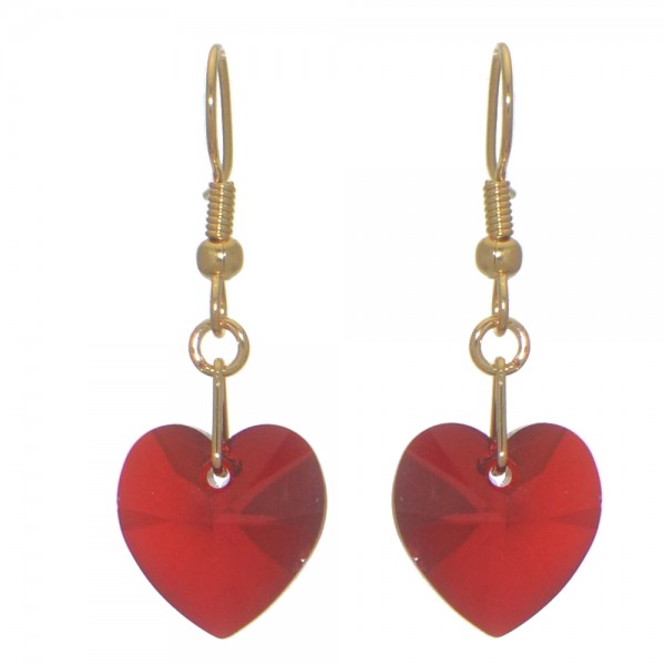 VALENTINE gold plated Siam heart hook earrings