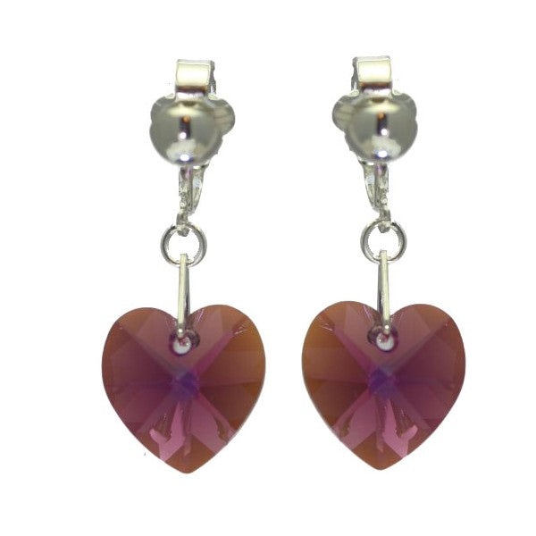 VALENTINE S-Plated Amethyst AB Heart Clip On Earrings